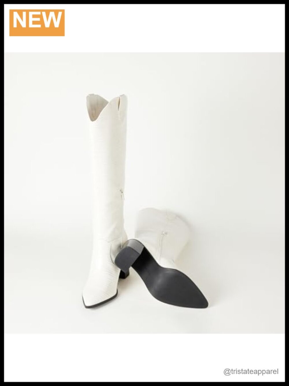 Knee-High Western Boot Faux Leather Pull-On Block Heel - Picture 3 of 6